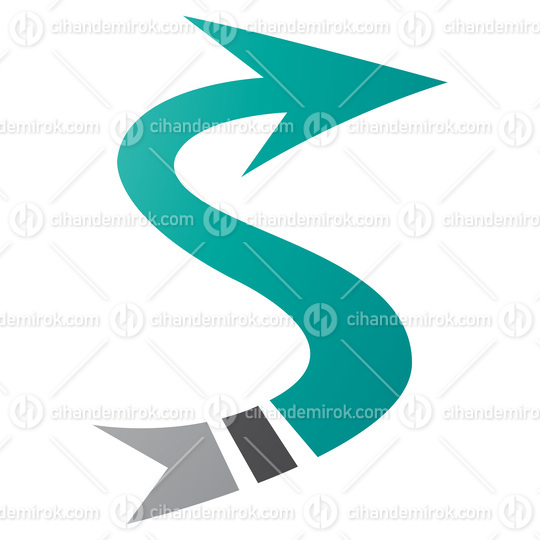 Persian Green and Black Arrow Shaped Letter S Icon