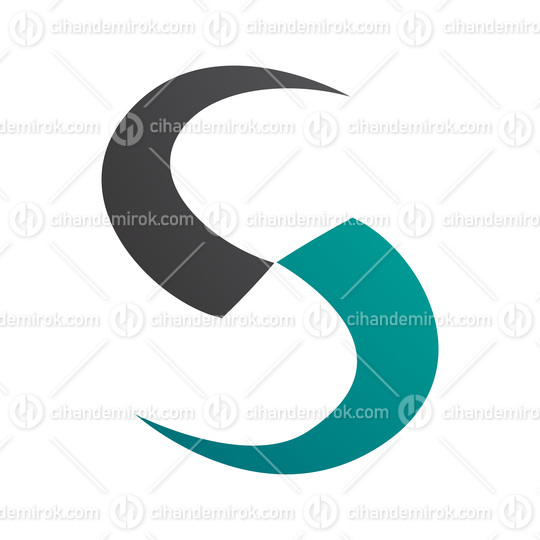 Persian Green and Black Blade Shaped Letter S Icon