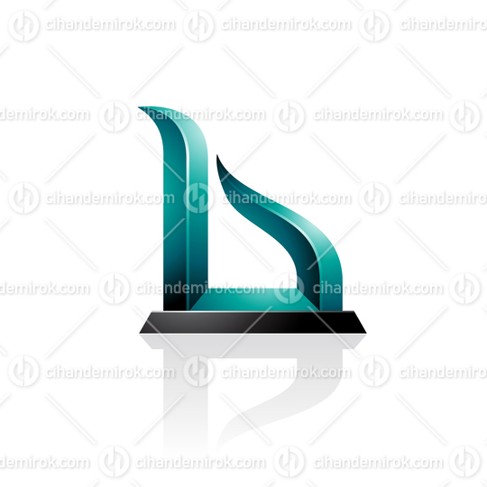 Persian Green and Black Bow-like Embossed Letter B