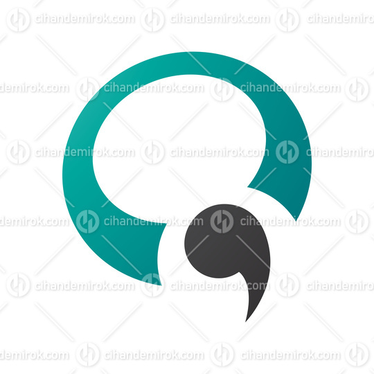 Persian Green and Black Comma Shaped Letter Q Icon