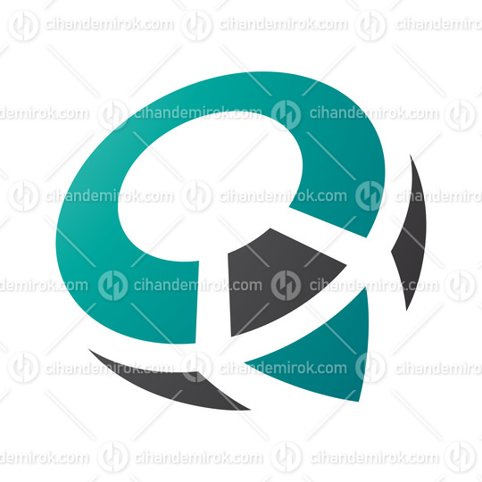 Persian Green and Black Compass Shaped Letter Q Icon