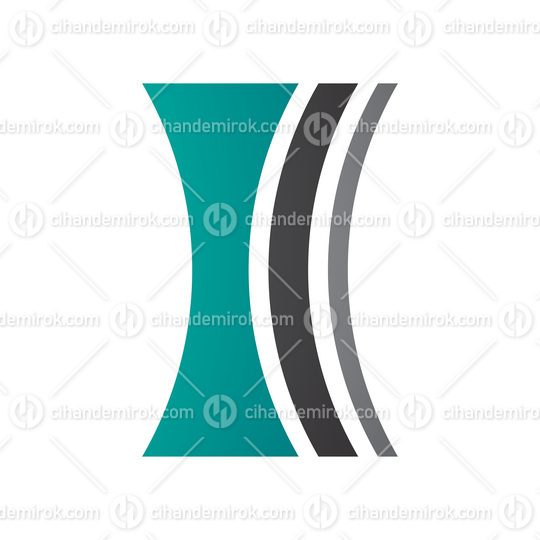 Persian Green and Black Concave Lens Shaped Letter I Icon