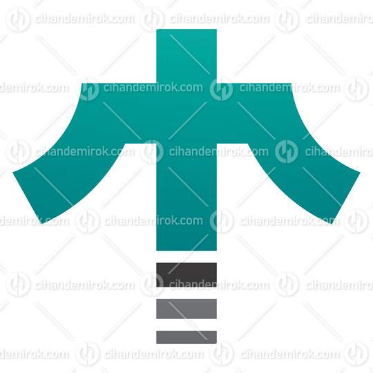 Persian Green and Black Cross Shaped Letter T Icon