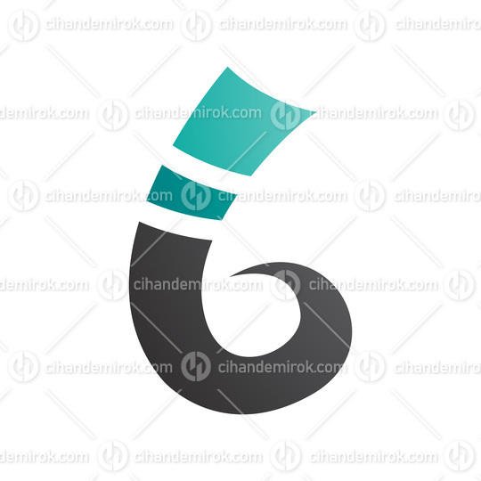 Persian Green and Black Curly Spike Shape Letter B Icon