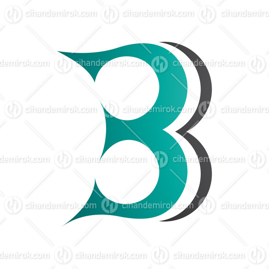 Persian Green and Black Curvy Letter B Icon Resembling Number 3