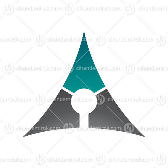 Persian Green and Black Deflated Triangle Letter A Icon