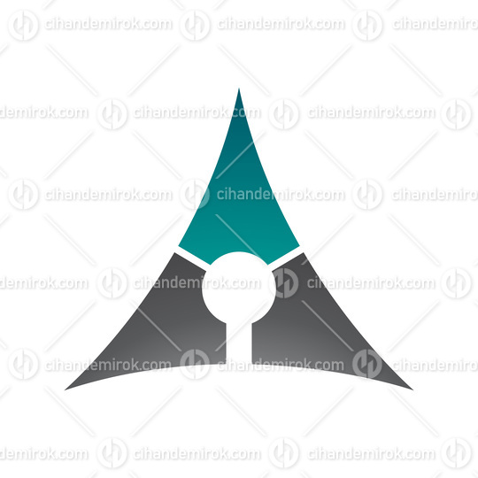 Persian Green and Black Deflated Triangle Letter A Icon