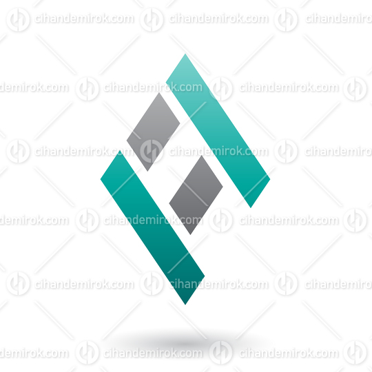 Persian Green and Black Diamond Shaped Letter A Vector Illustration