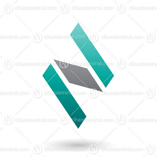 Persian Green and Black Diamond Shaped Letter N Vector Illustration