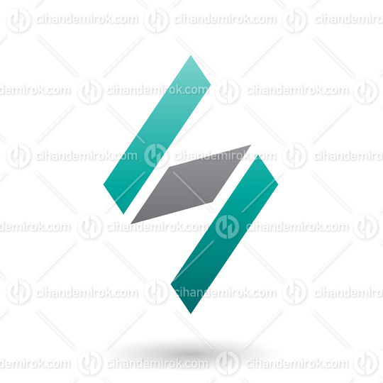 Persian Green and Black Diamond Shaped Letter S Vector Illustration