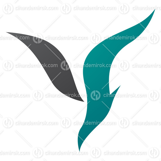 Persian Green and Black Diving Bird Shaped Letter Y Icon