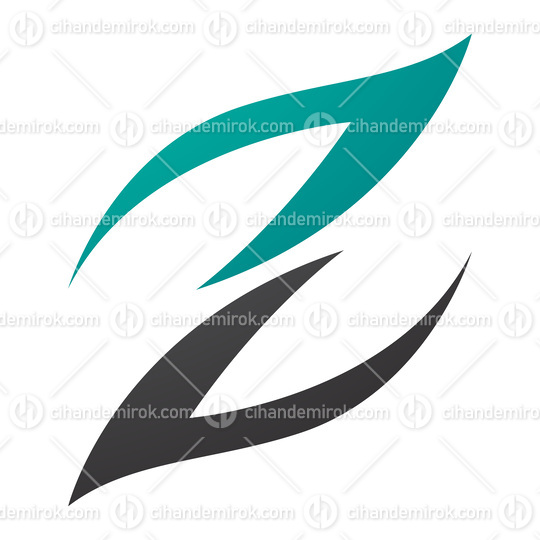 Persian Green and Black Fire Shaped Letter Z Icon