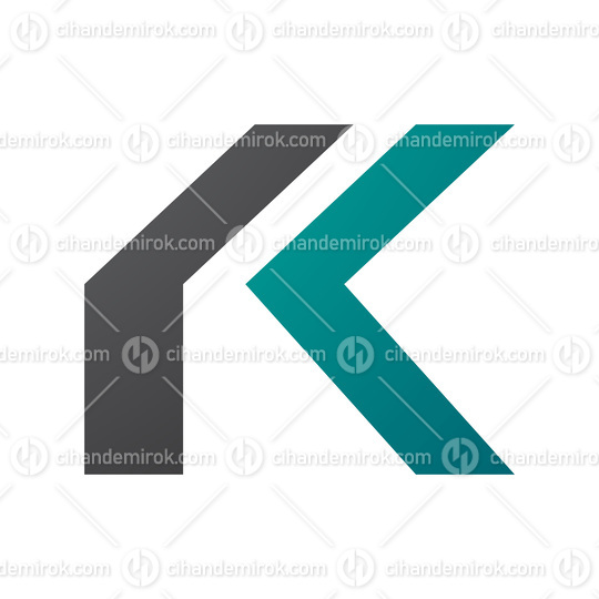 Persian Green and Black Folded Letter K Icon