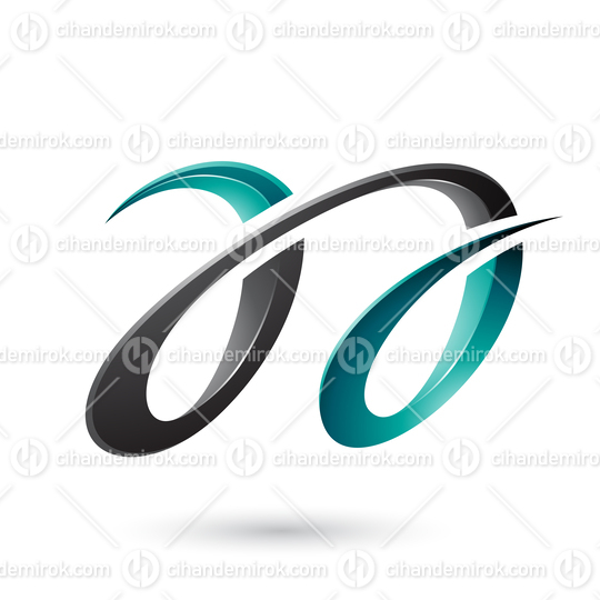 Persian Green and Black Glossy Dual Letters A Vector Illustration