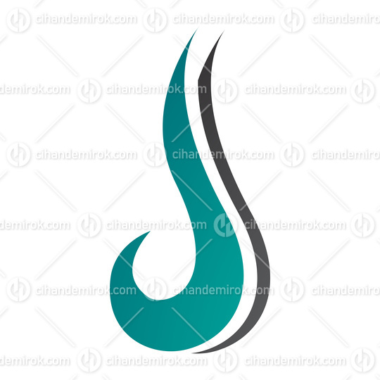 Persian Green and Black Hook Shaped Letter J Icon