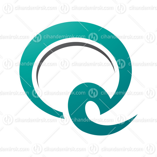 Persian Green and Black Hook Shaped Letter Q Icon
