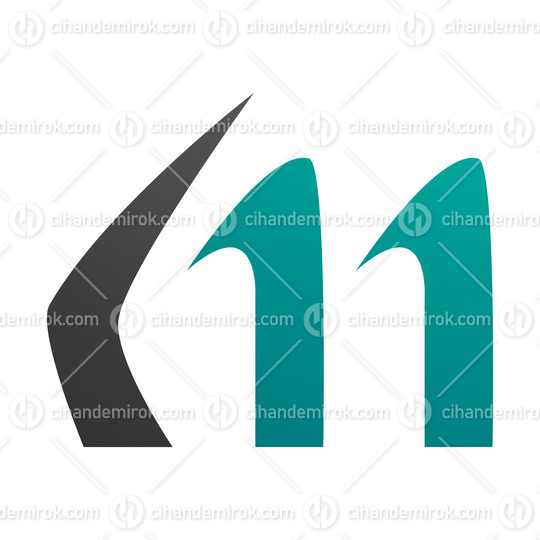 Persian Green and Black Horn Shaped Letter M Icon