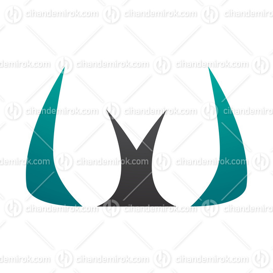Persian Green and Black Horn Shaped Letter W Icon