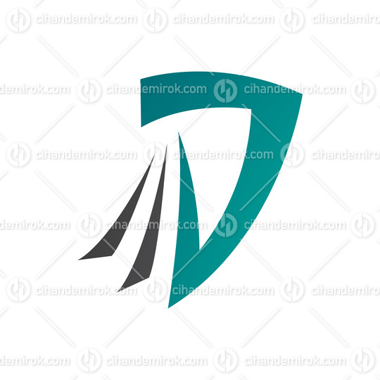 Persian Green and Black Letter D Icon with Tails