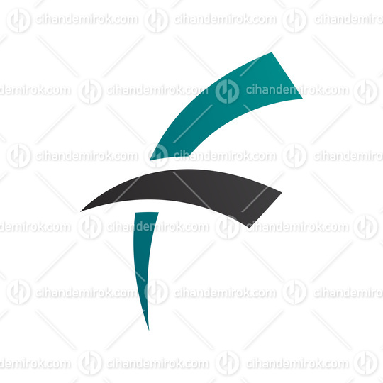 Persian Green and Black Letter F Icon with Round Spiky Lines