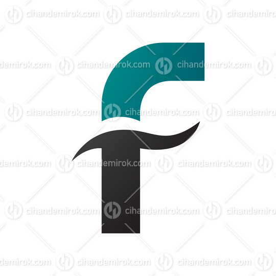 Persian Green and Black Letter F Icon with Spiky Waves