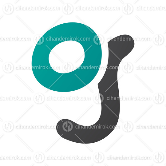 Persian Green and Black Letter G Icon with Soft Round Lines
