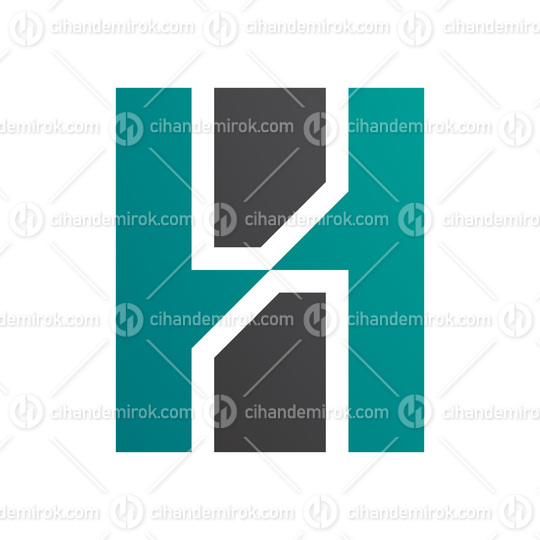 Persian Green and Black Letter H Icon with Vertical Rectangles