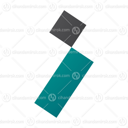 Persian Green and Black Letter I Icon with a Square and Rectangl
