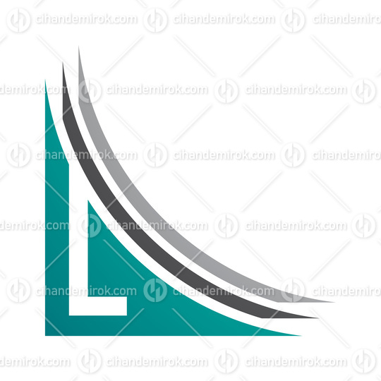 Persian Green and Black Letter L Icon with Layers