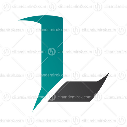 Persian Green and Black Letter L Icon with Sharp Spikes
