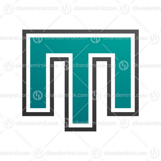 Persian Green and Black Letter M Icon with an Outer Stripe