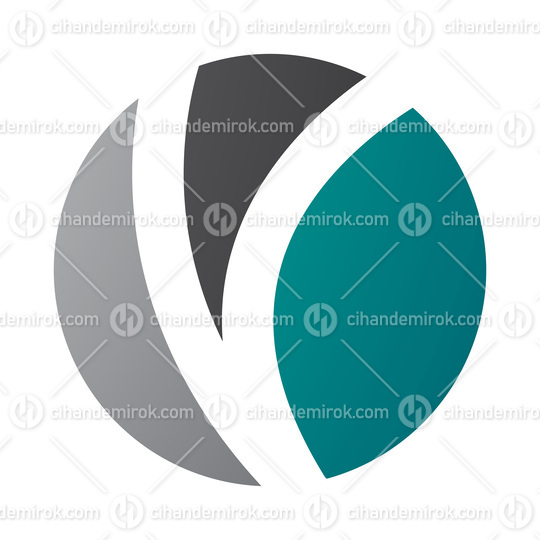 Persian Green and Black Letter O Icon with a V Shape