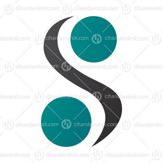 Persian Green and Black Letter S Icon with Spheres
