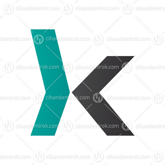 Persian Green and Black Lowercase Arrow Shaped Letter K Icon