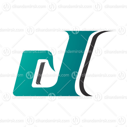 Persian Green and Black Lowercase Italic Letter D Icon