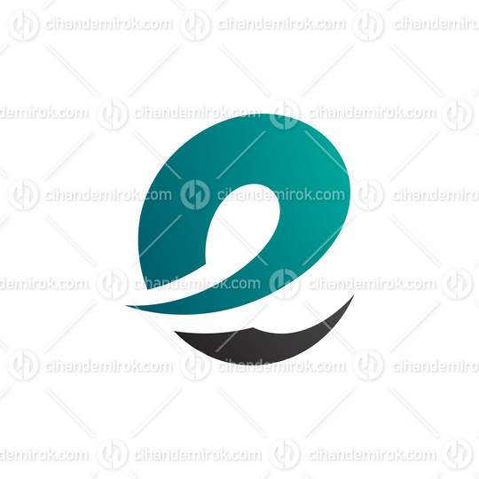 Persian Green and Black Lowercase Letter E Icon with Soft Spiky Curves