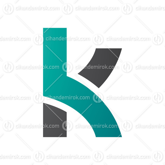 Persian Green and Black Lowercase Letter K Icon with Overlapping