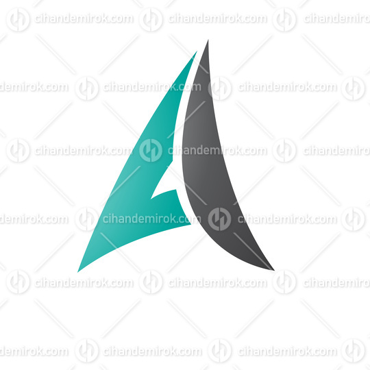 Persian Green and Black Paper Plane Shaped Letter A Icon