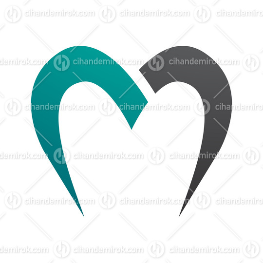 Persian Green and Black Parachute Shaped Letter M Icon
