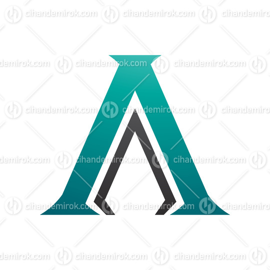Persian Green and Black Pillar Shaped Letter A Icon