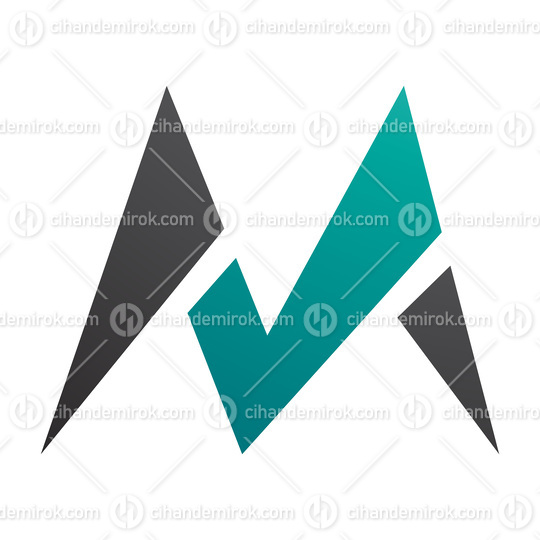 Persian Green and Black Pointy Tipped Letter M Icon