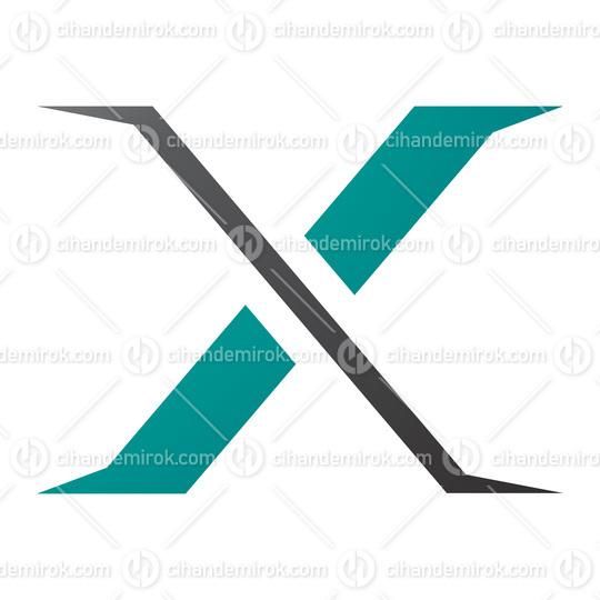 Persian Green and Black Pointy Tipped Letter X Icon