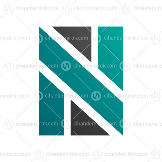 Persian Green and Black Rectangle Shaped Letter N Icon