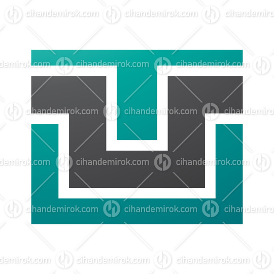 Persian Green and Black Rectangle Shaped Letter U Icon