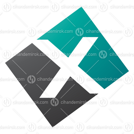 Persian Green and Black Rectangle Shaped Letter X Icon