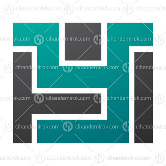 Persian Green and Black Rectangle Shaped Letter Y Icon