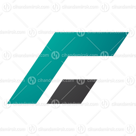 Persian Green and Black Rectangular Italic Letter C Icon