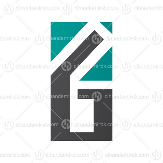 Persian Green and Black Rectangular Letter G or Number 6 Icon
