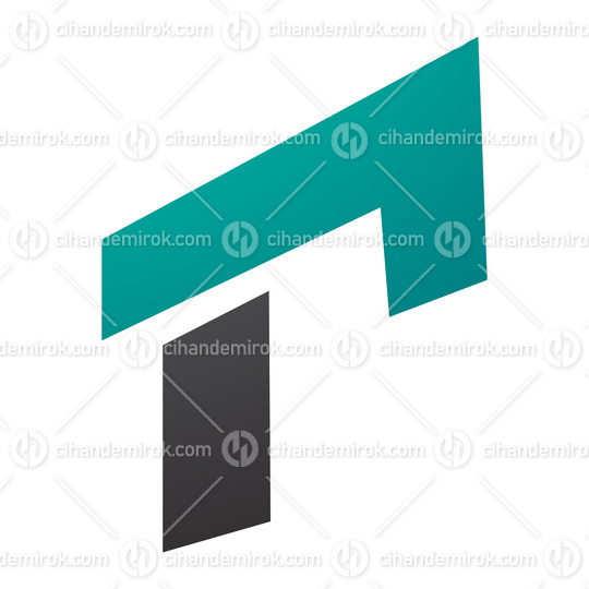 Persian Green and Black Rectangular Letter R Icon