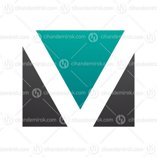 Persian Green and Black Rectangular Shaped Letter V Icon